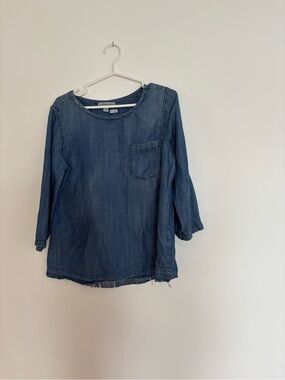 Alexander Jordon Blue Denim Long-Sleeve Pocket Tee
